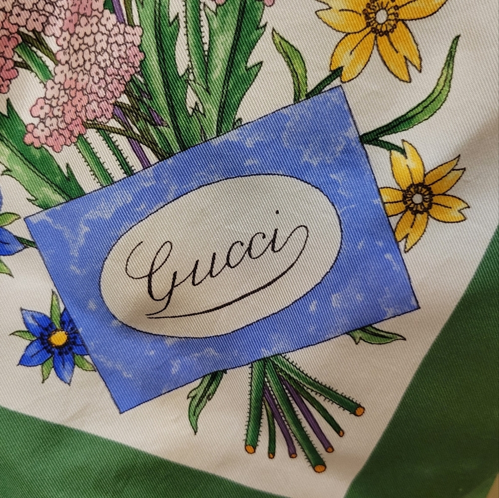 Gucci Multi-Colored Floral Pattern Silk Scarf - image 5